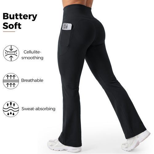High-Waisted Tummy Control Pocket Flare Leggings