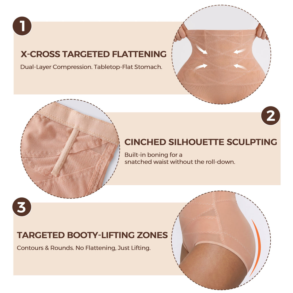 Silix 3D Sculpt™ High-Waist Tummy Control Shaper – 360° Compression & Booty Lifter